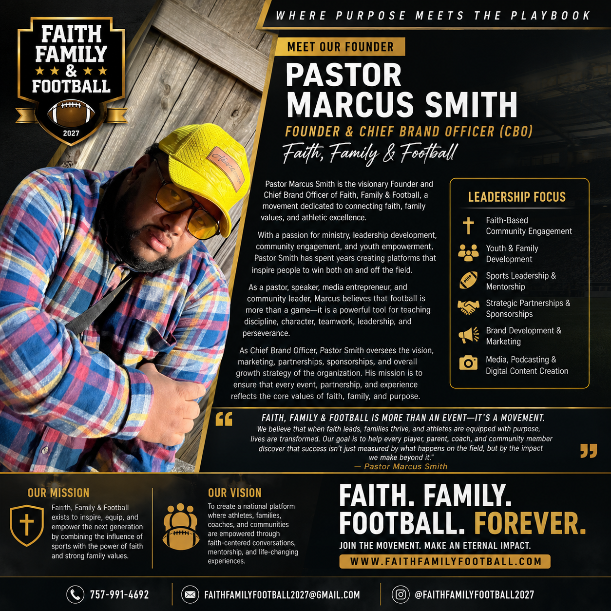 Pastor Marcus Smith — Founder & Chief Brand Officer of Faith, Family & Football